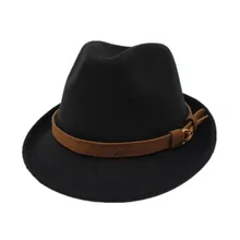 Seioum шерсть женская мужская фетровая шляпа для зимы и осени Элегантная Дамская Гангстерская фетровая шляпа Хомбург церковная джазовая шляпа Размер 55-58 см