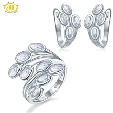 Hutang кольцо серьги комплект ювелирного изделия с натуральным камнем Драгоценный Камень Аквамарин серебро 925 пробы изящные элегантные ювелирные изделия для женщин лучший подарок