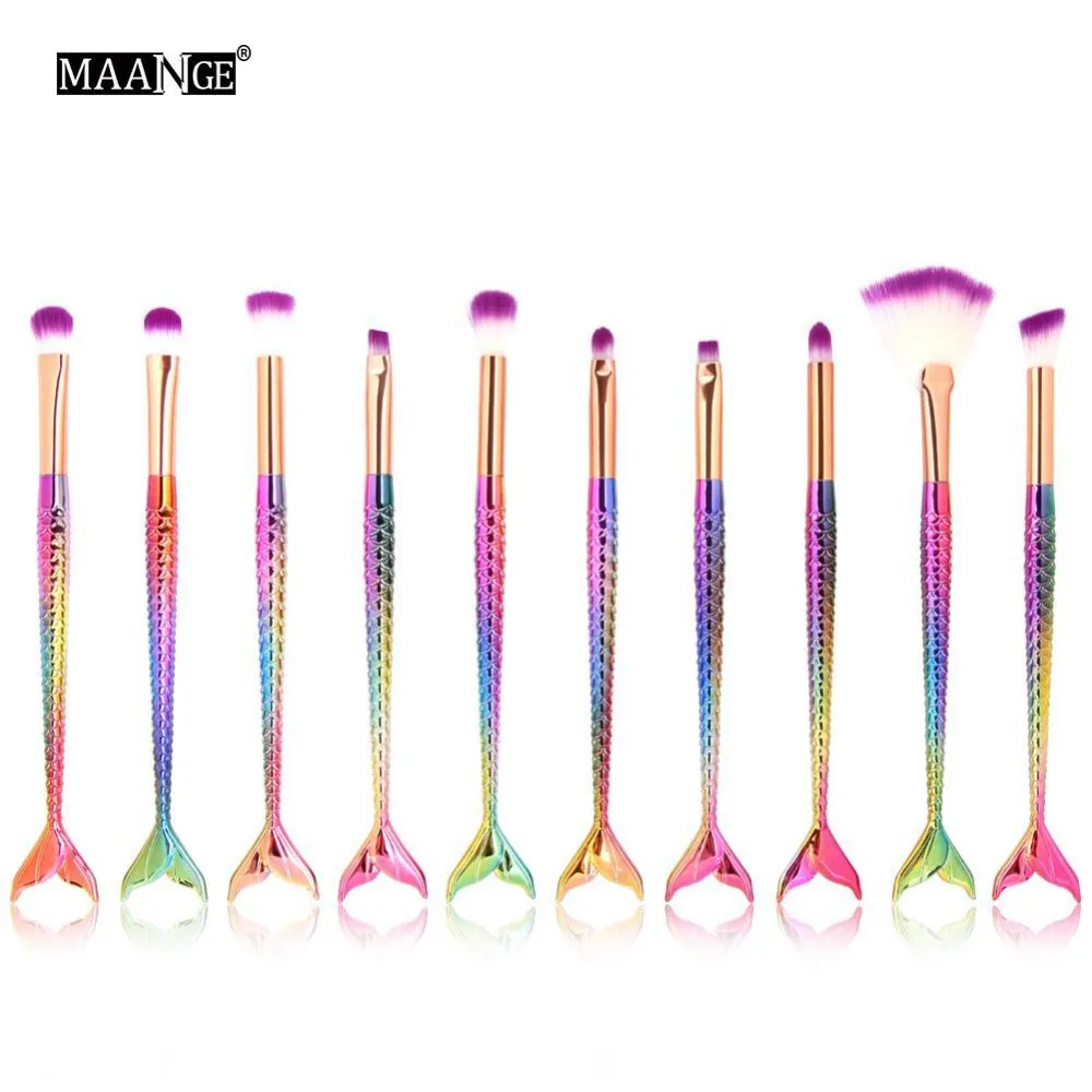 

Professional 10 PCS Makeup Brushes Set Foundation Blending Powder Eyeshadow Contour Concealer Blush Cosmetic Makeup Tool