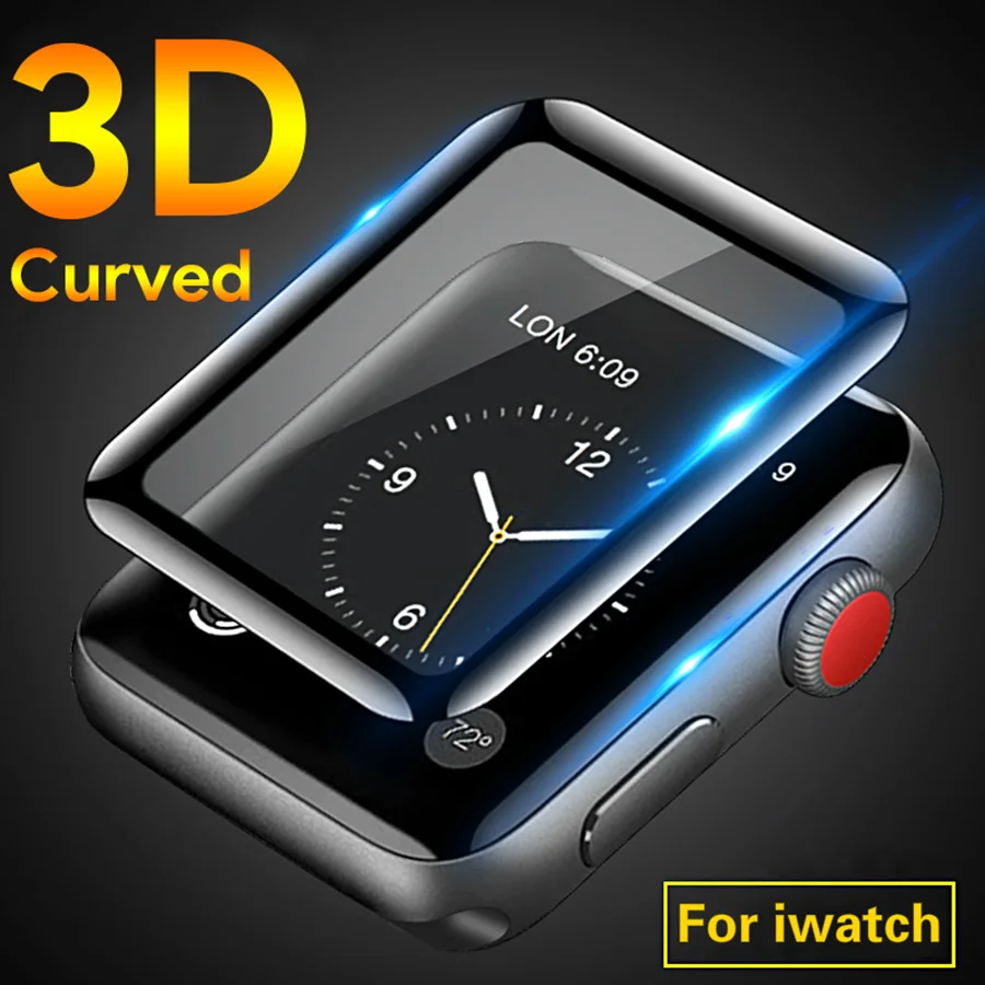 3D полное покрытие изогнутое 9H Закаленное стекло протектор экрана на iwatch 1/2/3