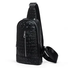 Крокодил узор Для мужчин груди сумка натуральной кожи мужской Crossbody сумка мужская Бизнес грудь пакеты мобильного телефона сумка