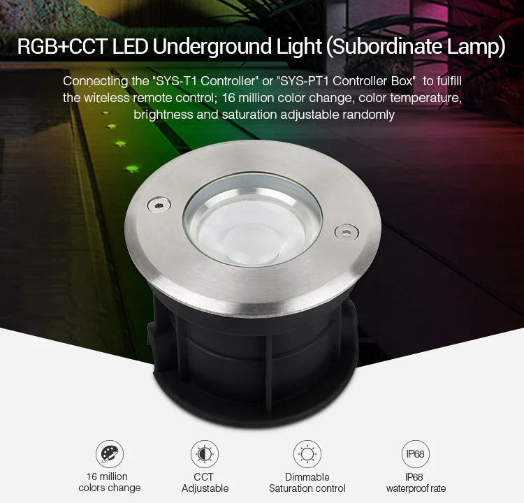 Milight 5 W RGB+ CCT светодиодный подземный свет SYS-RD1 Водонепроницаемый подчиненных лампа наружного освещения телефон APP/WI-FI/Amazon голос Управление