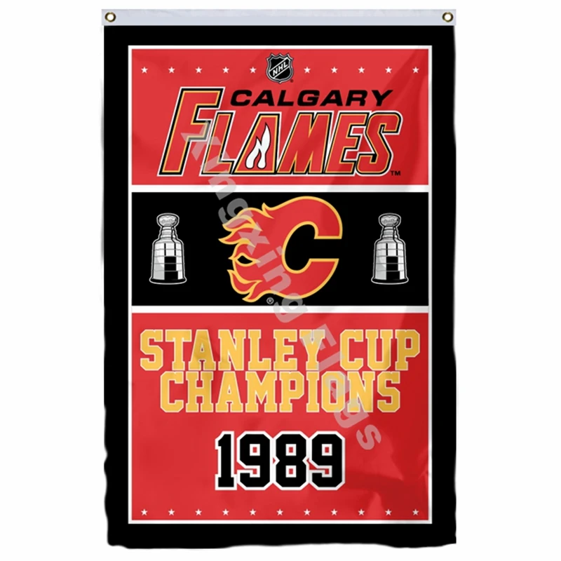 Calgary Flames Stanley Cup Champions Flag 3ft x 5ft Polyester NHL