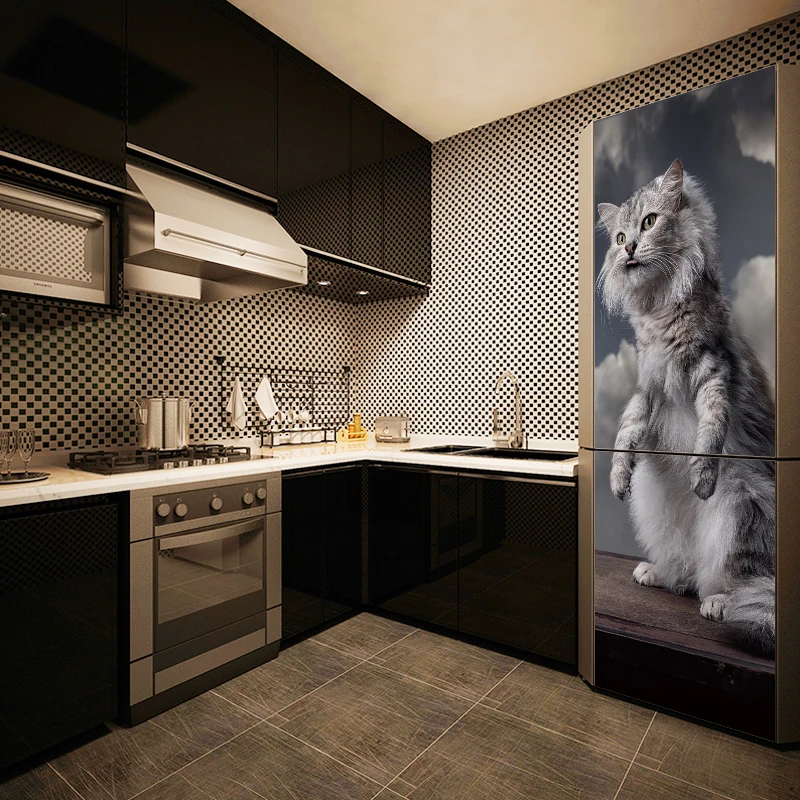 60x150 см/60x180 см милый кот шаблон наклейки на холодильник ПВХ Холодильник Дверь Кухня самоклеющиеся настенные стикеры s Декор