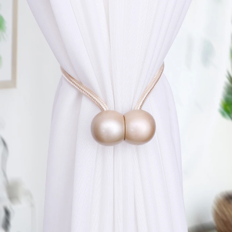 2 PCS Magnetic Shining Curtain Tiebacks European Simple Drapery Holder Decorative Blackout Sheer Holdbacks for Home Office Decor