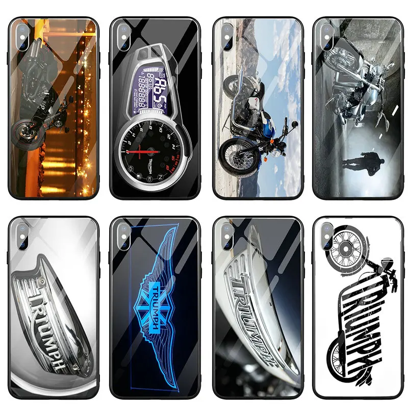 

Compact Triumph Motorcycle Logo For iPhone 5 5S SE 7 6S 6 8 Plus X XR XS Max Coque Shell Phone Protector Cover Bag