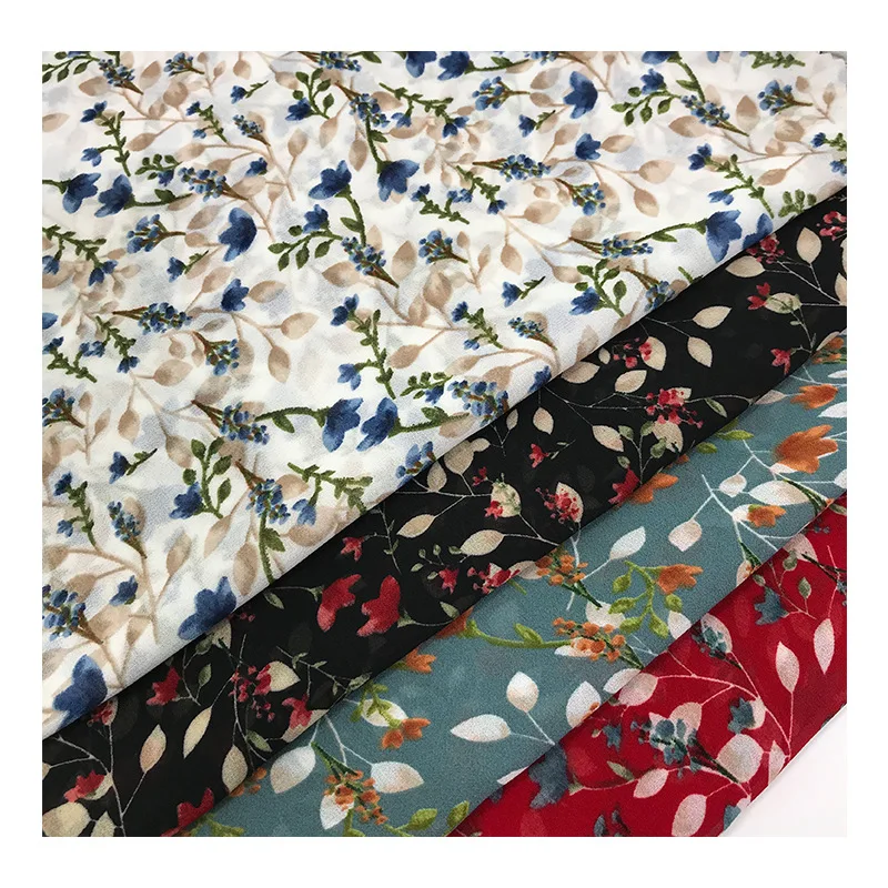 

2019 New Polyester Yarn Printed Pearl Chiffon Fabric DIY Sewing Spring and Summer Clothing Chiffon Dress Textile Material