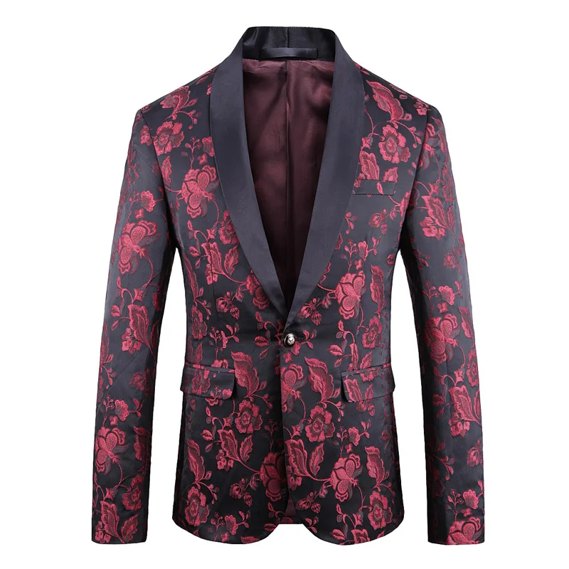 

2019 autumn and winter new large size men's suit blazer high quality men's jacquard suit embroidery dress men's wild single West