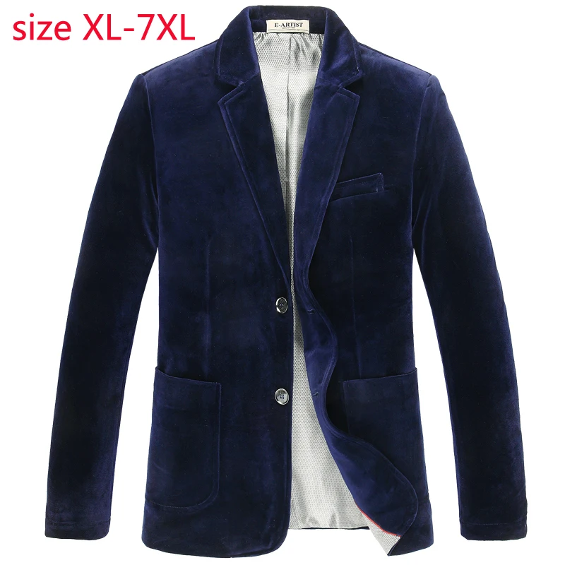 

New Spring Golden Velvet Super Large Suit Men Fashion Jacket Single Breasted Casual Blazer Men High Quality Plus Size S-6XL 7XL