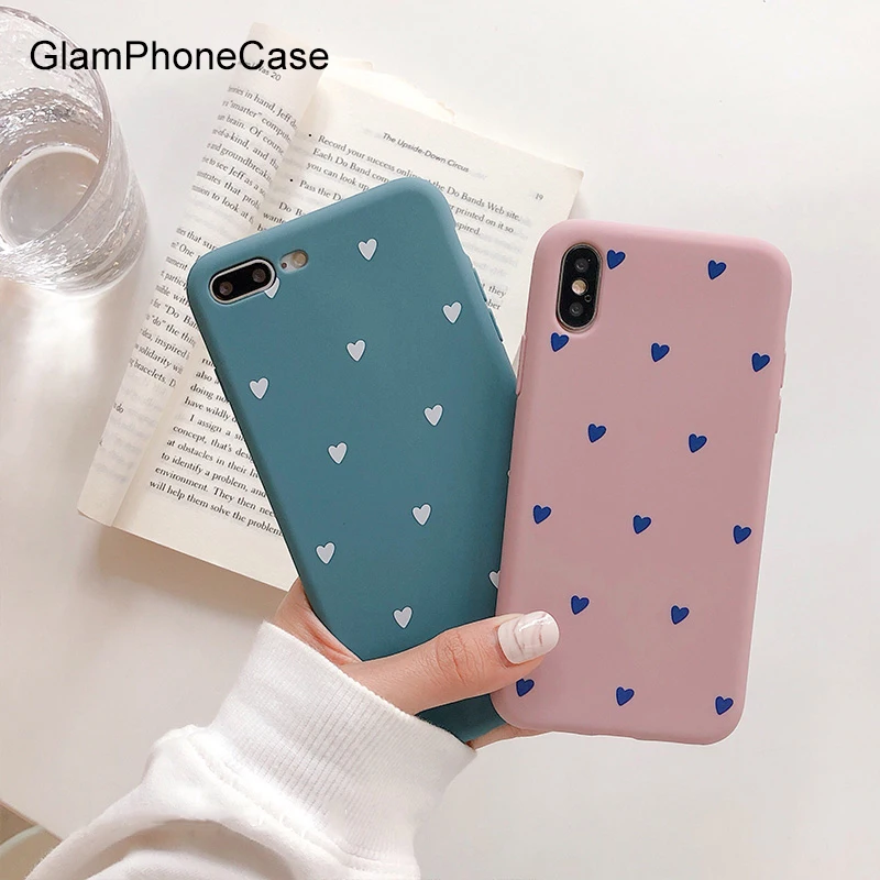 

GlamPhoneCase Simple Stylish Love Heart Phone Case For iphone XS Max XS XR 7/8/6/6S Plus Soft Tpu Couple Cover Cases