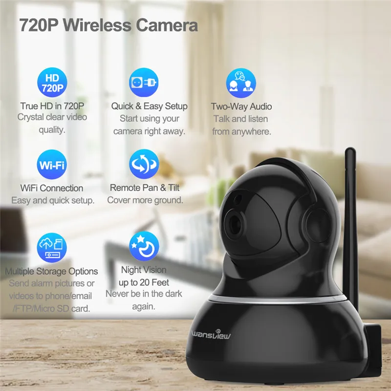 Wansview Q3 домашняя беспроводная CCTV Wifi камера WiFi детектор движения сигнализация