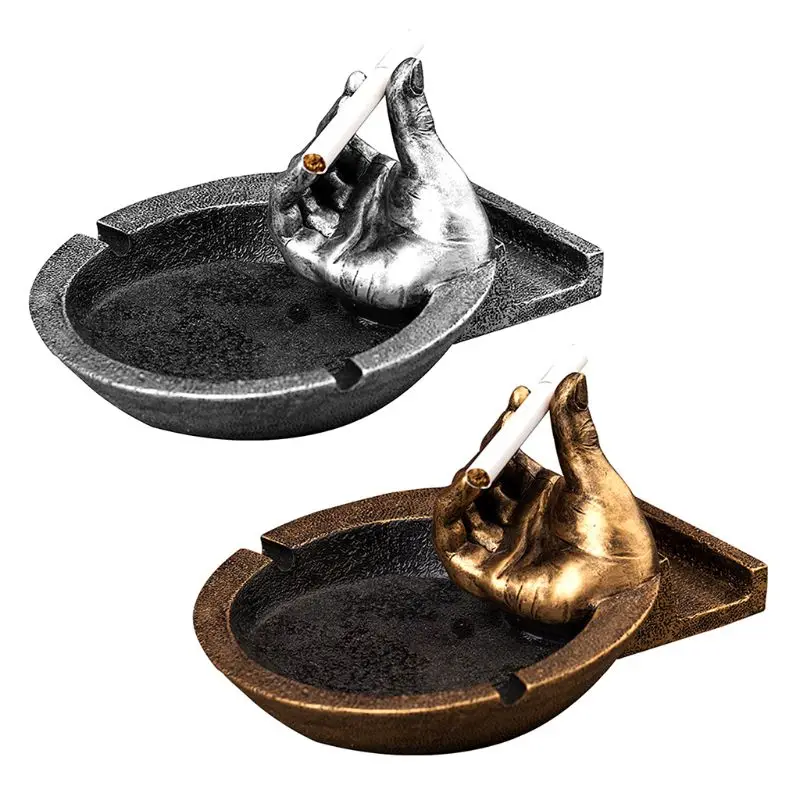 

Creative Smoking Pipe Ashtray with Hand Personality Resin Ash Tray Cigarette Holder Phone Bracket Home Decor