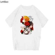 The Promised Neverland одежда в стиле японского аниме Camiseta белая футболка с коротким рукавом и круглым вырезом, Повседневная забавная Мужская футболка в стиле Харадзюку