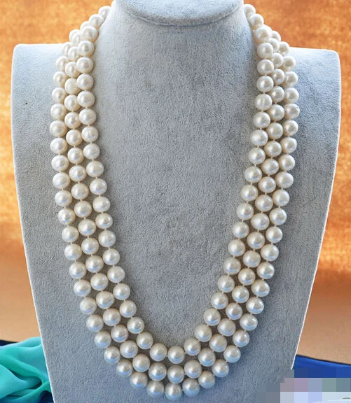 

Jewelr 004781 3ROW 25" 11-12mm ROUND WHITE FRESHWATER PEARL NECKLACE