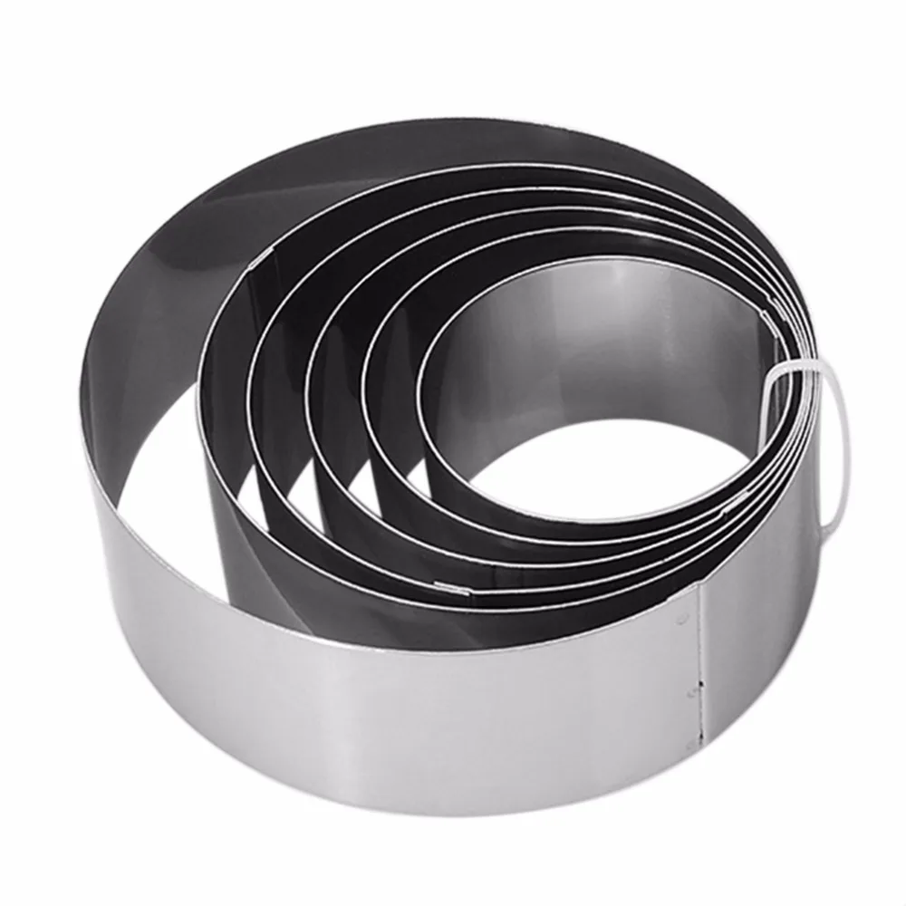 6Pcs/Set Stainless Steel Round Shape Mousse Ring Home DIY Mousse Cake