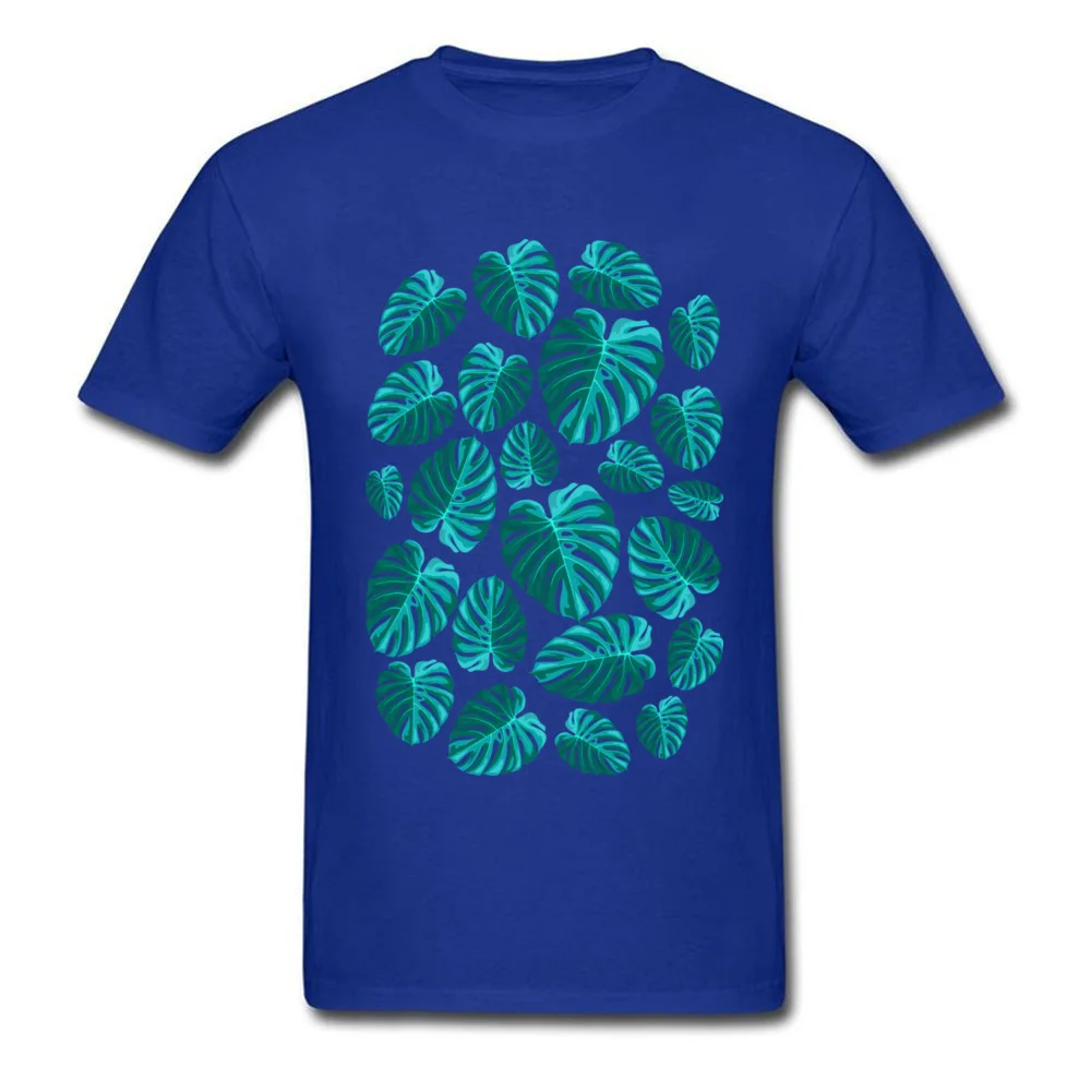 Tropical Leaf Monstera Plant Pattern T-shirts New Fashion Mens Lovers Day Tops Tees Personalized Sweatshirts O-Neck Pure Cotton Tropical Leaf Monstera Plant Pattern blue