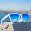 Dokly-lunettes De soleil unisexe, monture blanche, verres bleus, verres miroirs, Gafas De Sol, à la mode, pour hommes et femmes ► Photo 1/3