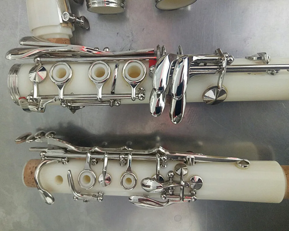 white Clarinet kit Bb 17 key plating Nickel key