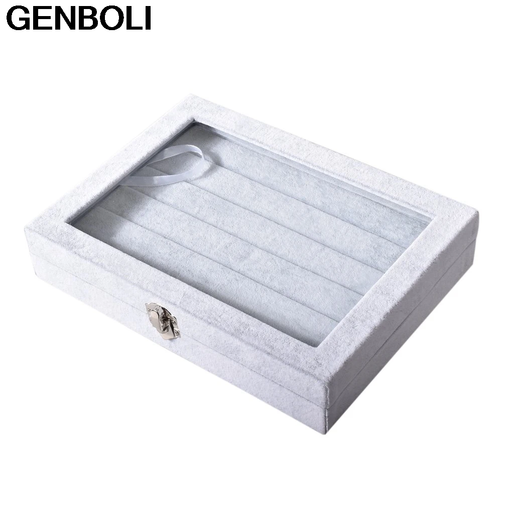 

100 Grids Rings Grey Velvet Display Tray Case Holder Stand Rings Jewelry Box Organizer Storage Cases Container Displays