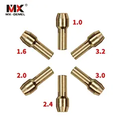 MX-демель 6 шт. 1.0/1.6/2.0/2.4/3.0/3.2 мм мини-дрель латунь цанговый Зажимы для дремеля роторный инструмент Dremel Механические инструменты Интимные