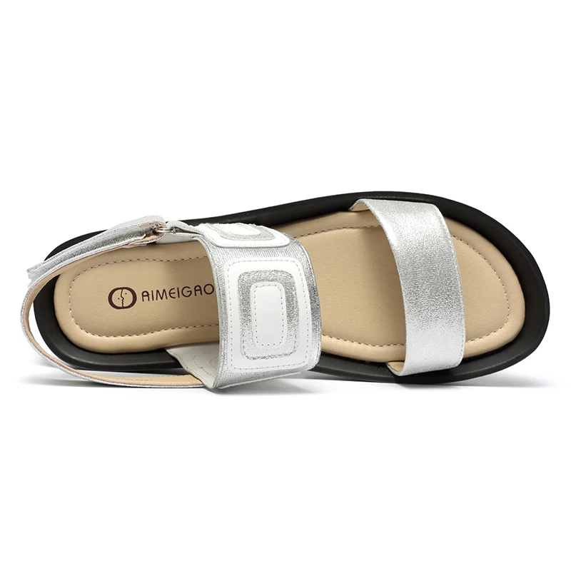 AIMEIGAO Plus Size Flat Summer Women Sandals Flat Casual Shoes Fashion Comfortable Roman Sandals Peep-toe Flat Women Shoes