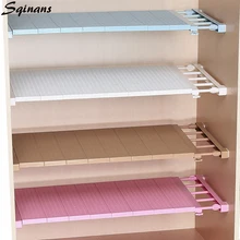 Sqinans Regolabile Closet Organizer Mobiletto del Bagno Titolari di Contenitori e complementi per Cucina armadio Rack Di stoccaggio mensola A Muro Montato Mensola Della Cucina(China)