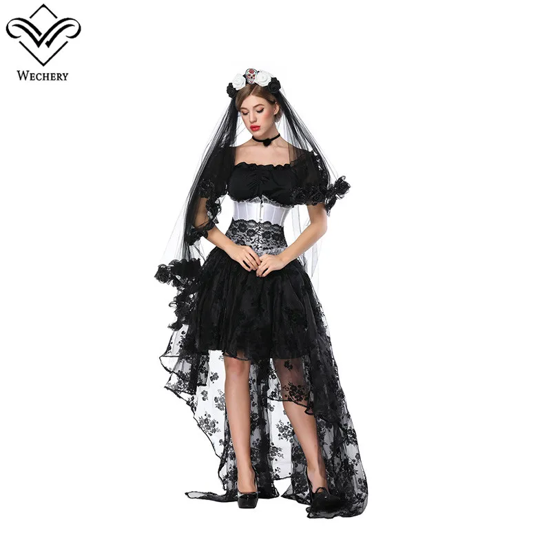 Corset Elástico Negro Sexy Victorian De Falda Manga Corta Faldas Traje Y Encaje Floral Tops Lace Conjunto Witchery Up vq8Zw