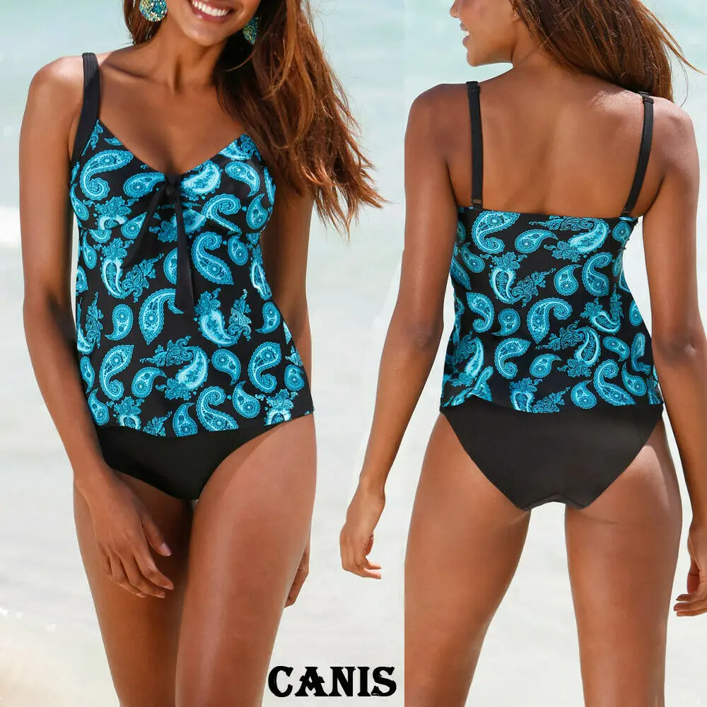 

Two Piece Set Women Swimwear 2019 New Flower Pritned Push Up Padded Tankini Swimsuit Bathing Suit Women Beachwear Swimming Suit