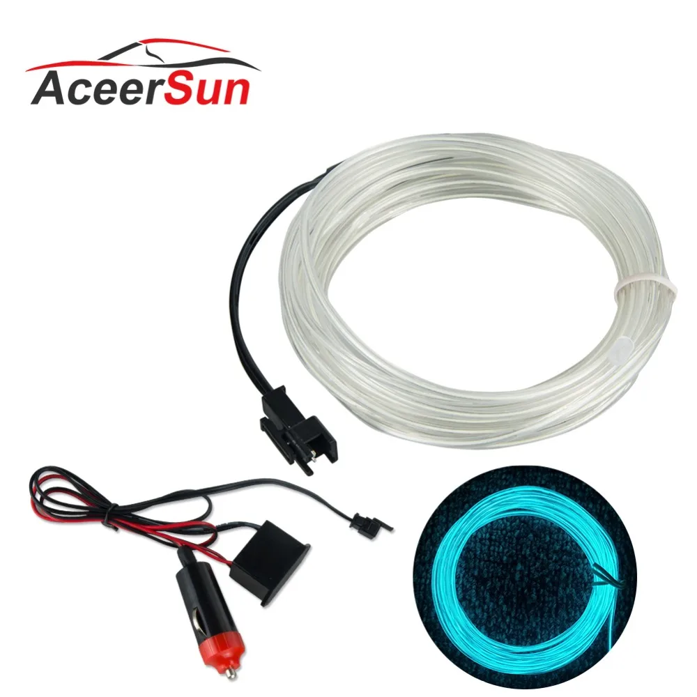 

LED Cold light line Car Decorative light Ambient Light auto backlight Fluorescence 5V ICE BLUE Controller 1m 2m 3m 4m 5M car set