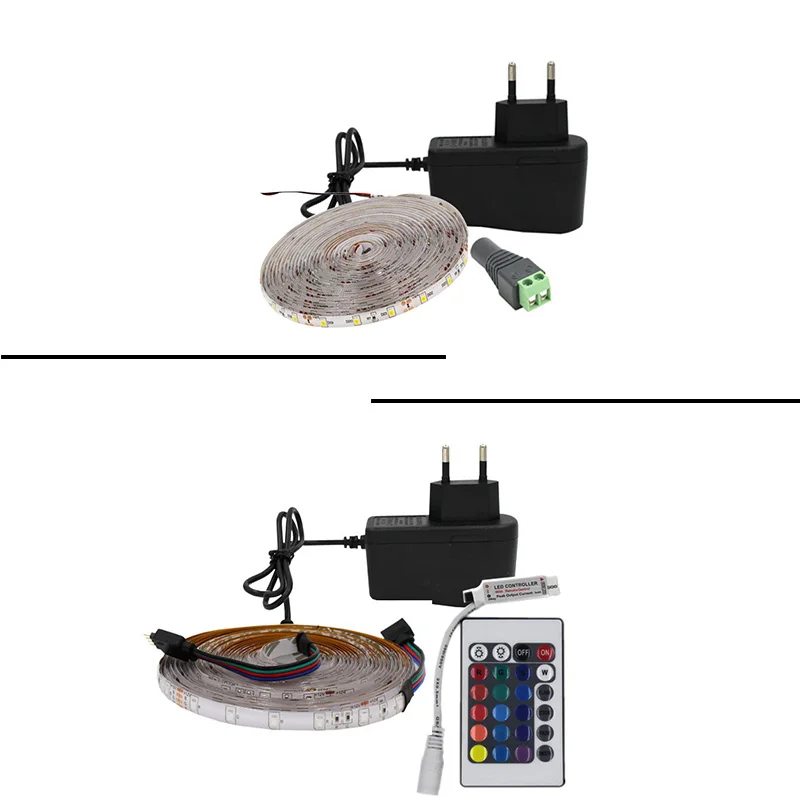 

2m3m5m2835LED Strip DC12V RGB Set Waterproof/Not Waterproof 44Key Controller blue green yellow red white warm white