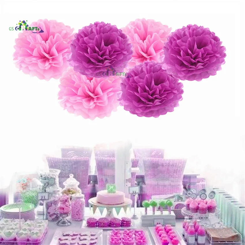 

20pcs 6" (15cm) Tissue Paper Pompoms Wedding Decorative Props Pompoms mix color Balls Wedding Party Home Decoration