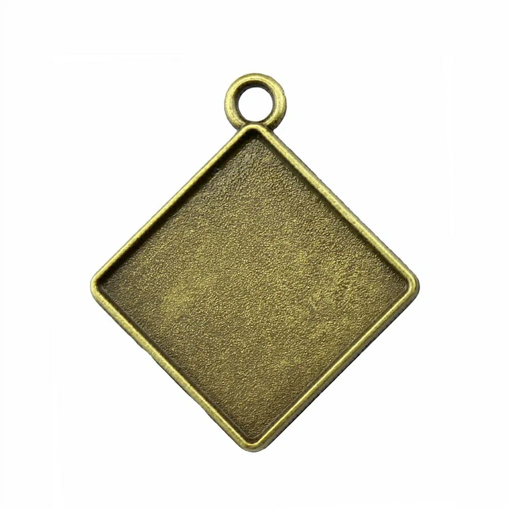 

10pcs Square Shape Cabochon Base Setting Blank Fit 20mm Square Cabochons Vintage 2 Colors Antique Bronze, Antique Silver