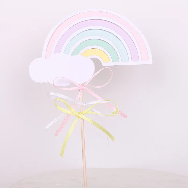 1pc Rainbow Cake Topper Cake Flags Baby Shower Birthday Party Decor Children Kids Christmas Party Cake Decor Supplies