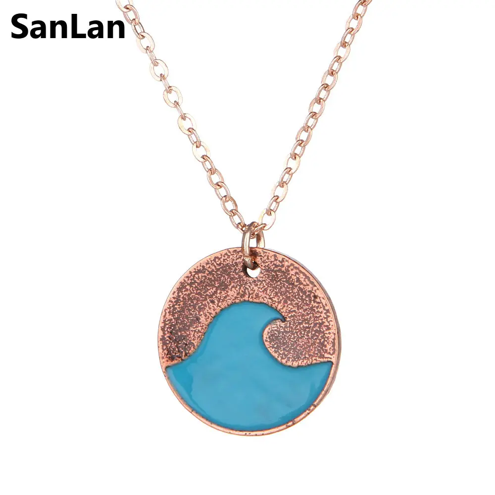 SanLan 1pcs dropshipping Textured Wave Pendant in bronze color nautical jewelry | Украшения и аксессуары