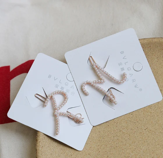 1 PC Elegant Women's Letter Pearl Hairpins Korean Sweet Girls Hair Clips Pins Barrette Hair Clip Hair Accessories Gifts