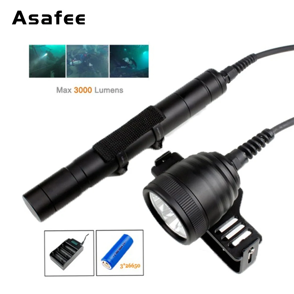 

Brinyte DIV10 Scuba Diving Flashlight LED Rechargeable XM-L2 Waterproof Underwater 200m Flash Light with Battery and Charger