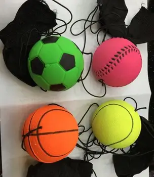 

Wholesale- 2018 Random 5 Style Fun Toys Bouncy Fluorescent Rubber Ball Wrist Band Ball Board Game Funny Elastic Ball Training An