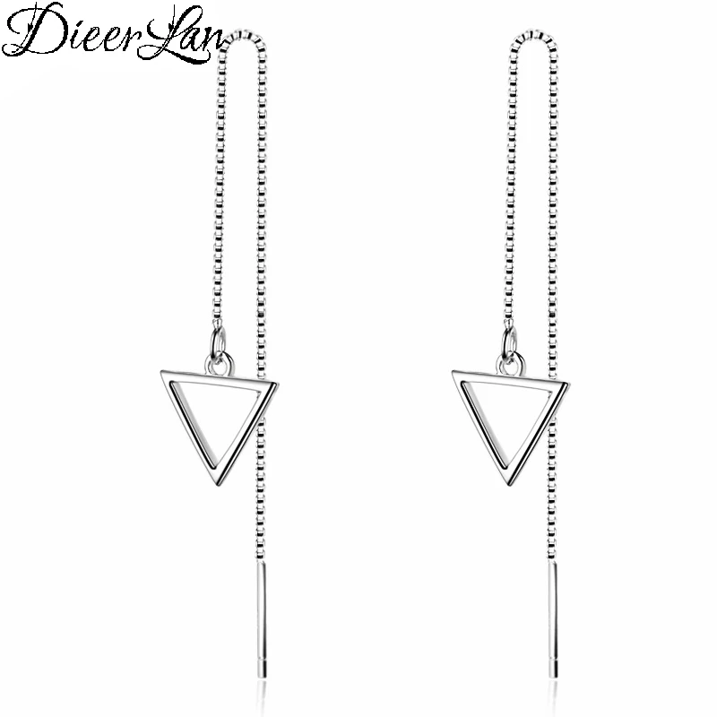 

DIEERLAN New Arrivals 925 Sterling Silver Long Triangle Earrings for Women Hot Fashion sterling-silver-jewelry
