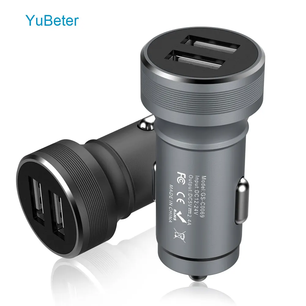 

YuBeter Dual USB Car Charger Fast Charger 12V-24V Input Car Cigarette Lighter Slot Power Supply For iPhone Xiaomi Android Tablet