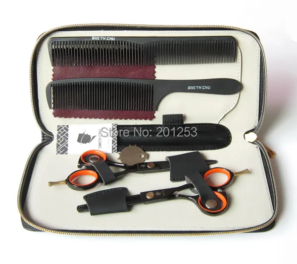 

5.5 Inch Professional Black Human Hair Cutting Thinning Scissors Kits Stainless Steel Salon Hairdressing Hair Scissors LZS0061