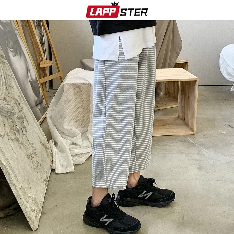 

LAPPSTER Men Stiped Korean Style Loose Harem Pants 2019 Mens Streetwear Hip Hop Sweatpants Joggers Male Vintage Straight Pants