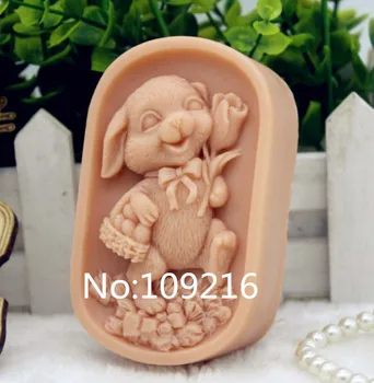

New Product!!1pcs Mum Rabbit Rose (zx186) Food Grade Silicone Handmade Soap Mold Crafts DIY Mould