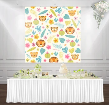

HUAYI Tiger leaf flower photography backdrop background for newborns baby shower kids Birthday Party Studio Props lw-1112