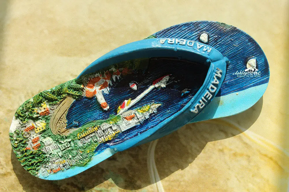 

Portugal Madeira Tourist Travel Souvenir 3D Resin Fridge Magnet Slipper Shaped Craft