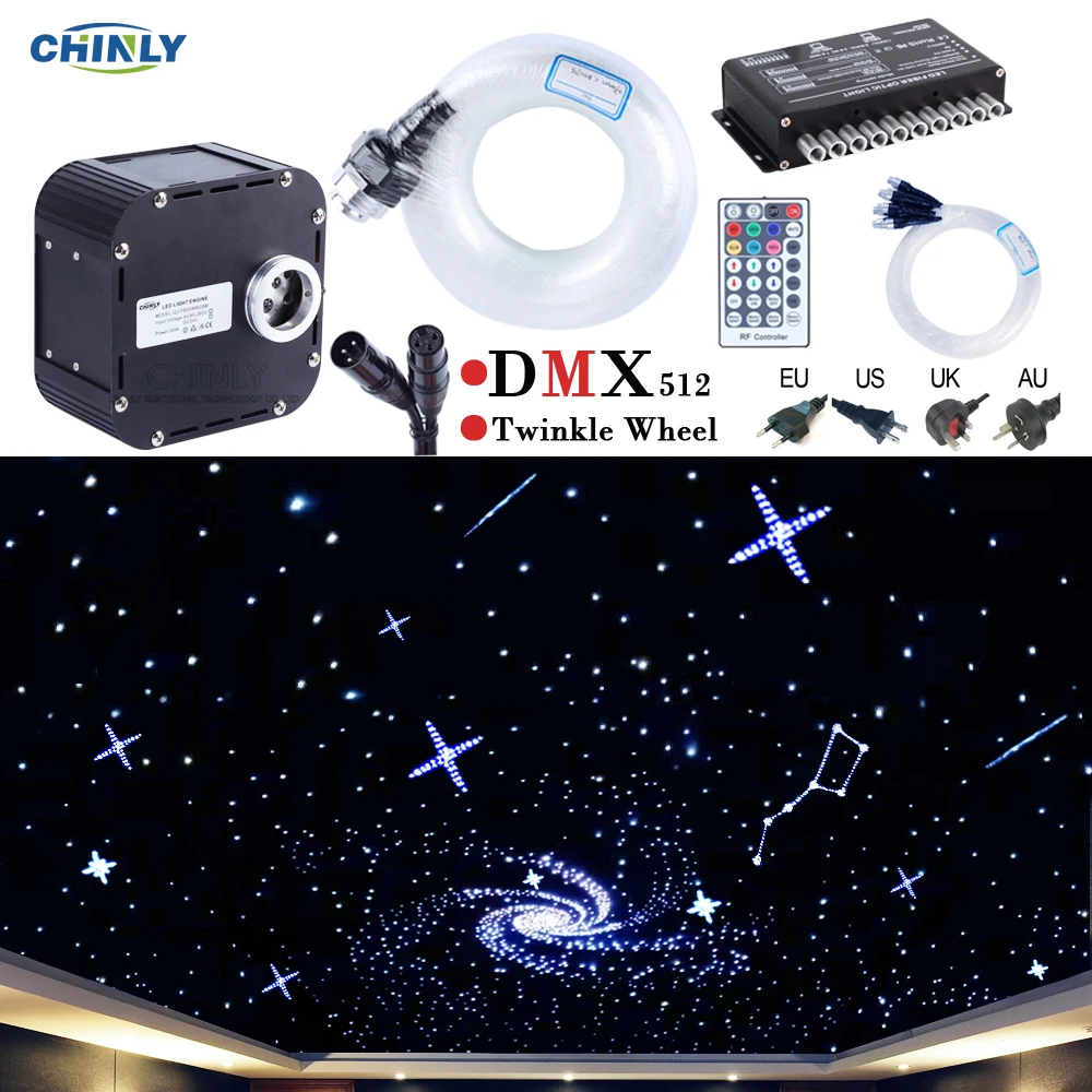 50 Вт DMX512 поддерживаемый мерцающий RGBW волоконно оптический свет комплект