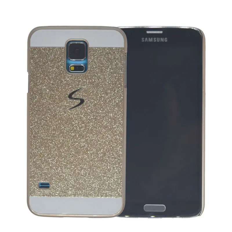 

S5 Coque Sparkle Glitter Leather + Hard Plastic Back Cover Skin Cases For Samsung Galaxy S5 I9600 Luxury Bling Phone Sleeve