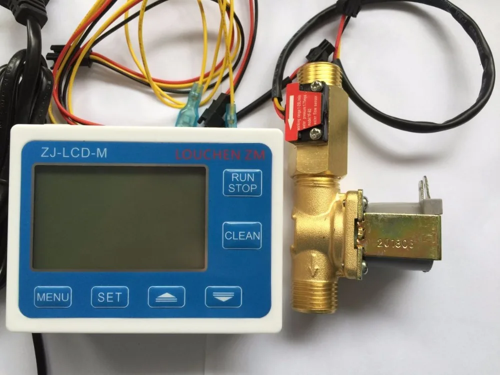 2025 NEW LCD Controller Flowmeter +110V-220V Power Adapter + Brass G1/2 Flow Sensor And Solenoid