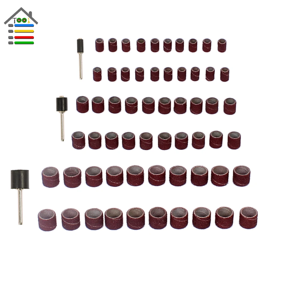 

New 63pc Drum Sander Sanding Kit Rubber Mandrels 6.3 9.5 12.7mm 3 Sizes 80 Grit Fit Dremel 4000 Grinder Nail Drill Rotary Tools