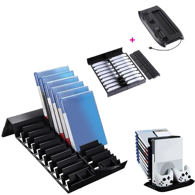 

Cewaal Stand Holder Multifunction Cooling Fan Charging Station USB Charger Ports+Disc Storage For XBOX ONES Console Controllers