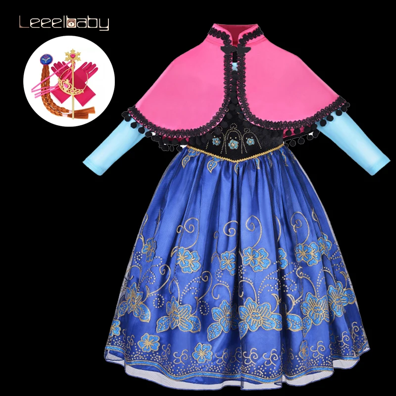 

YoYoBaby Store El'sa Princess Anna Princess Costume Birthday Party Carnival Halloween Children Girls Dress Princess Dress Long